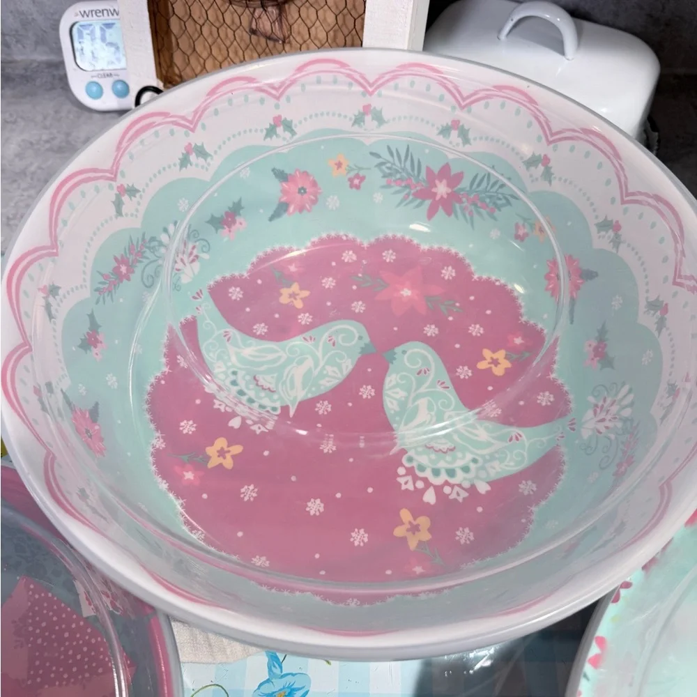 Pioneer Woman Vibrant Mixing Bowl Set with Lids Christmas Set